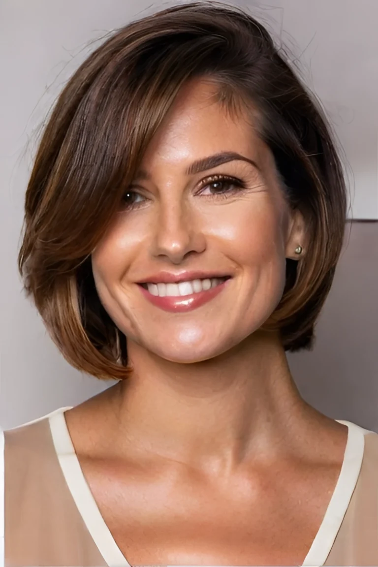 Side-Swept Bangs with Tousled Bob