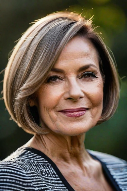 Smooth Chin-Length Side-Parted Bob