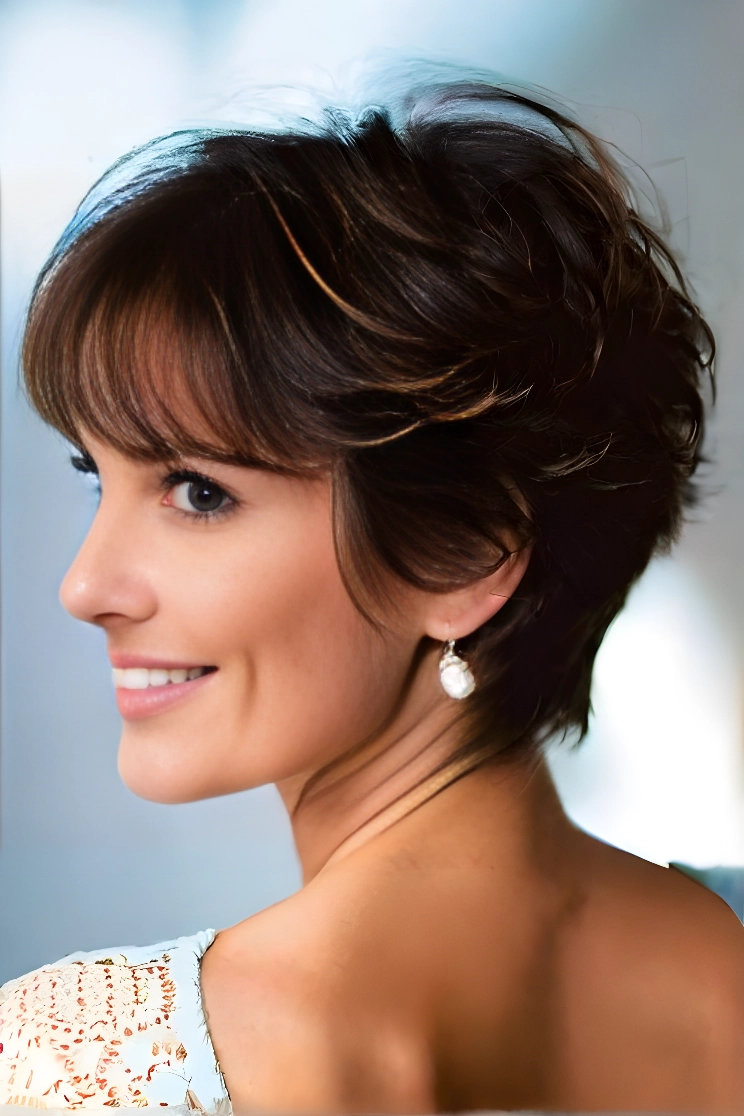 Tousled Side Swept Bangs with Updo