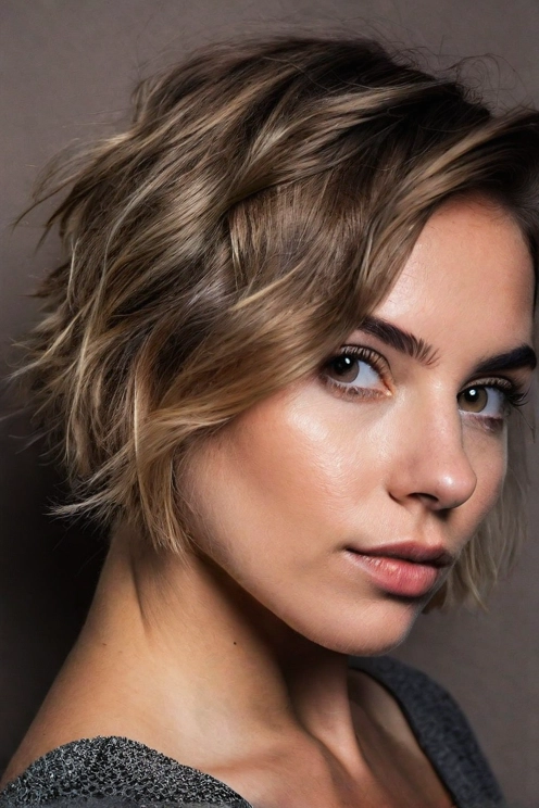 Tousled Texture with Side-Swept Bangs